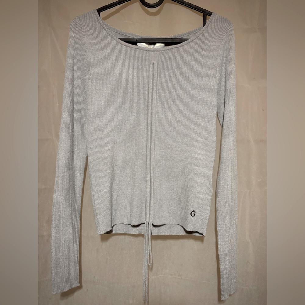 Guess-Ribbed Knit -Adjustable Length-Sweater-Grey-NWT-Size Medium/Large
